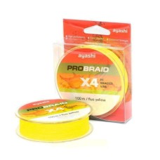 Плетенный шнур Ayashi PRO BRAID-X4 (fluo yellow) d-0,12mm (100м)