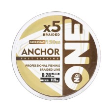 Плетеная леска тонущая №ONE ANCHOR Х5-150 (dark brown) d0.28