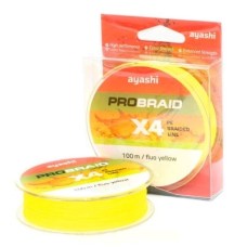 Плетенный шнур Ayashi PRO BRAID-X4 (fluo yellow) d-0,23mm (100м)