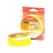Плетенный шнур Ayashi PRO BRAID-X4 (fluo yellow) d-0,28mm (100м)