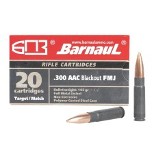 Патрон нарезной БПЗ кал 300ААС Blackout  FMJ 9,4гр полим.гильза (20шт.)