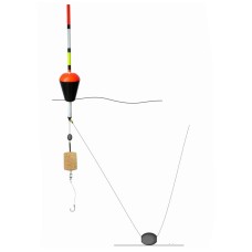Донный монтаж с лидкором, Т-образная оснастка, 2 крючка, грузило 50г