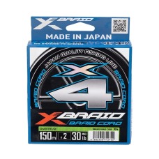 Плетёный шнур YGK X-Braid Braid Cord X4 150m Chartreuse #2.0, 0.235мм, 30lb, 13.5кг