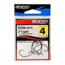 Крючок офсетный Owner 5109 Red №4 J-Light Hook (6шт.)