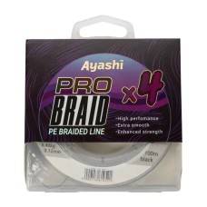 Плетенный шнур Ayashi PRO BRAID-X4 (black) d-0,12mm (100м)