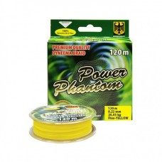 Шнур плетеный Power Phantom 8x,120m,0,23mm,24,45kg,флуоресцентно-желтый