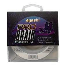 Плетенный шнур Ayashi PRO BRAID-X4 (black) d-0,23mm (100м)